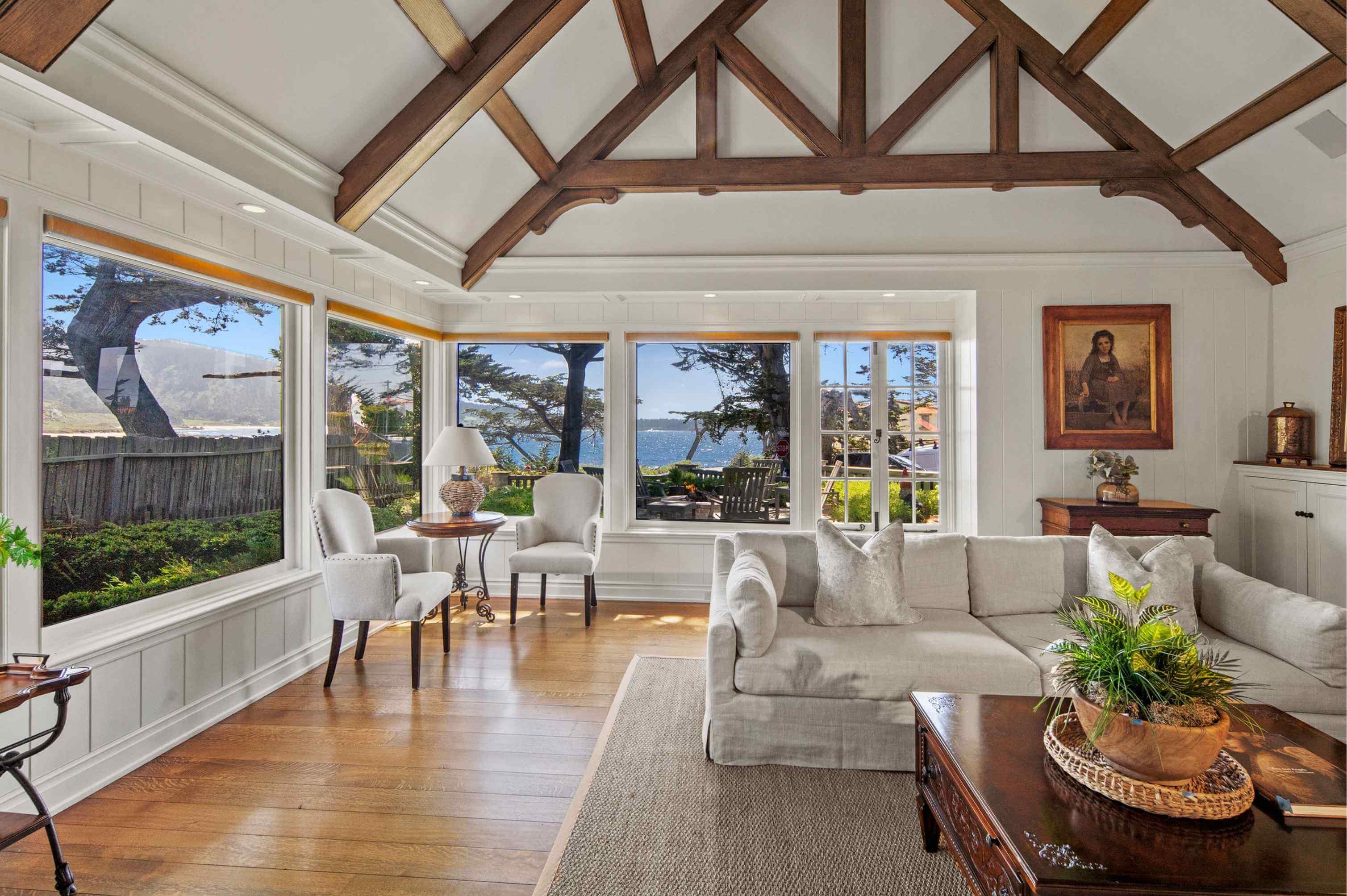 Downtown Carmel-by-the-Sea during the holidays with coastal homes and festive atmosphere